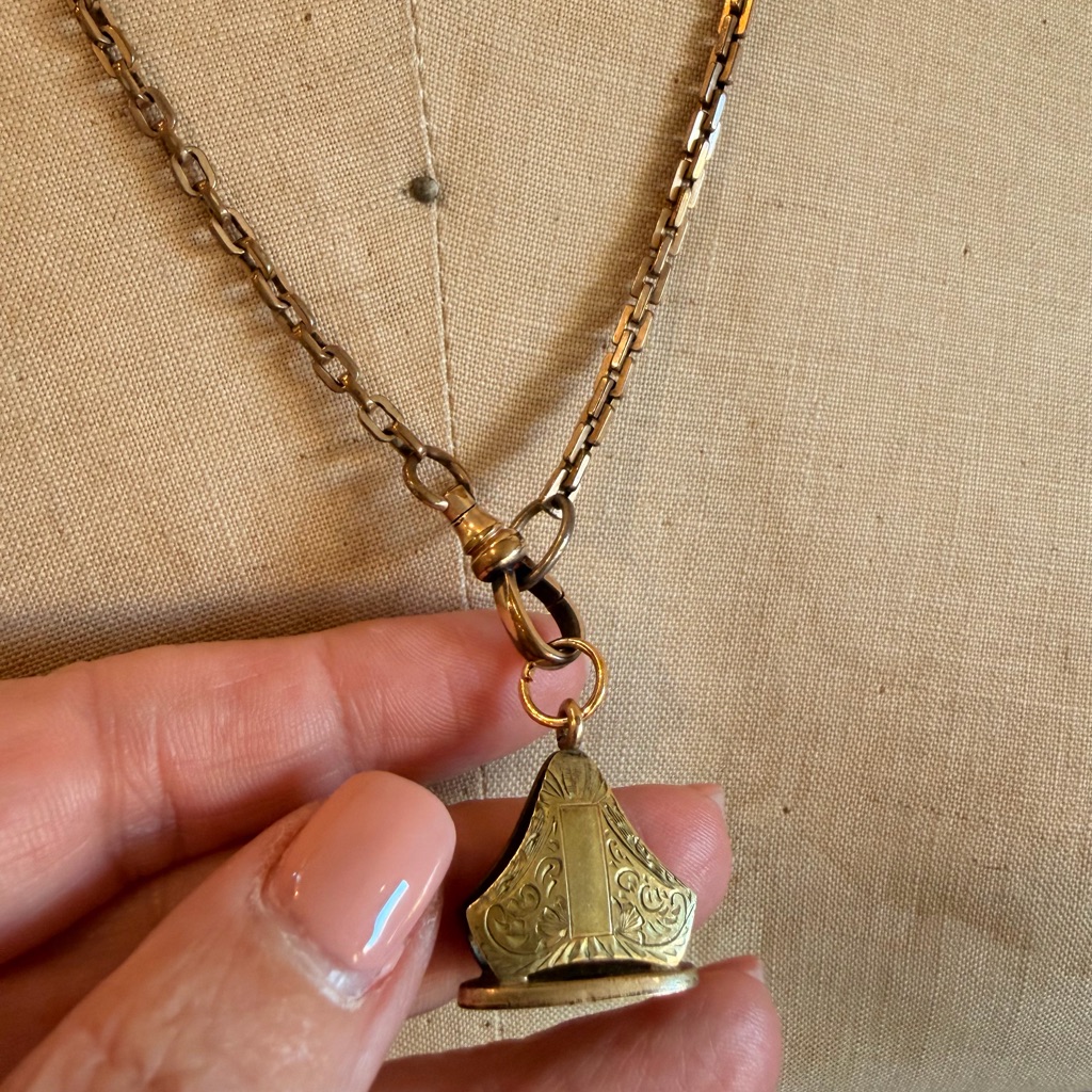Vintage Victorian Gold-Filled Watchfob Pendant Necklace